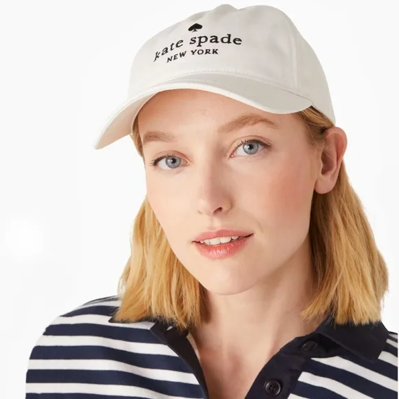♠️Kate Spade Signature Logo Baseball Cap Hat, White Cream  display picture 2